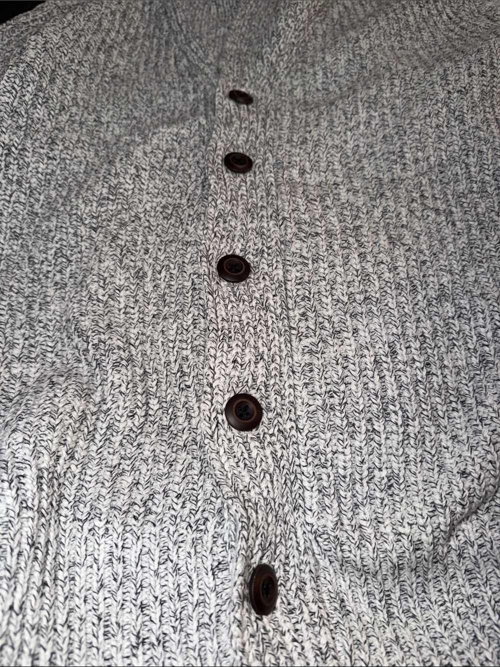 Express Light Gray Ribbed Button-Front Cardigan - Picture 6 of 6